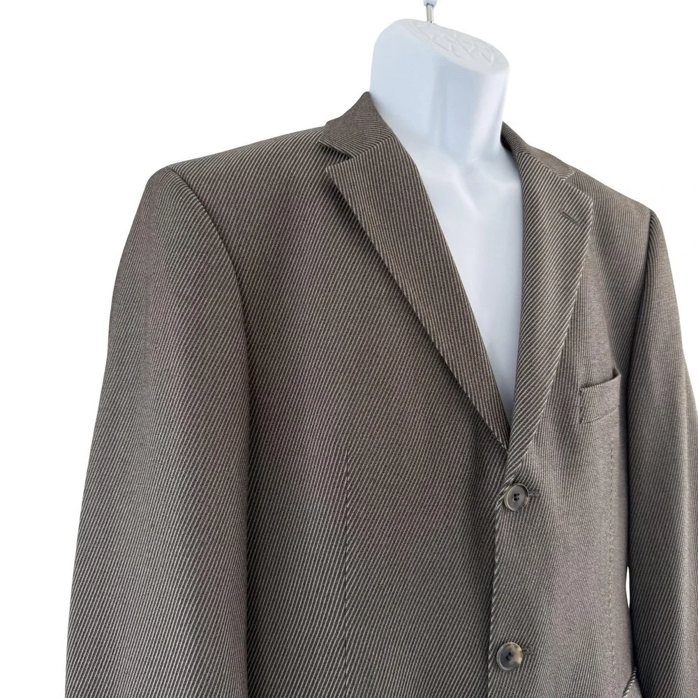 Hugo Boss Suit Jacket Mens 42R Brown Stripe Wool Notch Lapel Turkey Business